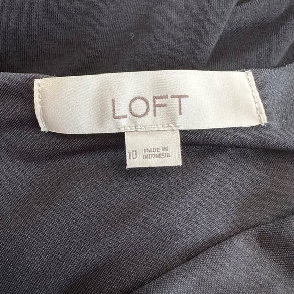 Loft Dress Women 10 Black V Neck Sleeveless Open Back Knee Length Pullover - Picture 7 of 10